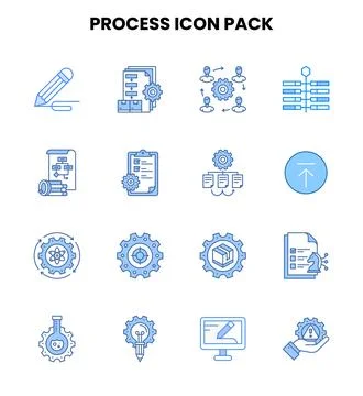 Process Two Colour Collection Icons Pack 스톡 일러스트
