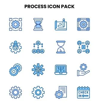 Process Two Colour Design Icons Pack Stock Illustration