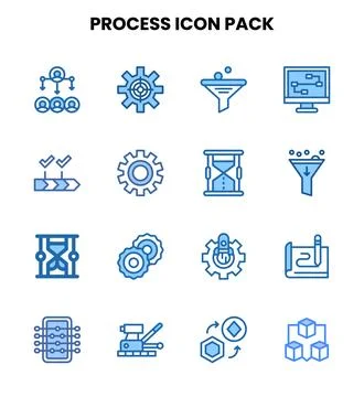Process Two Colour Graphics Icons Pack Stock Illustration