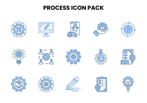Process Two Colour Icons Pack Stock Illustration