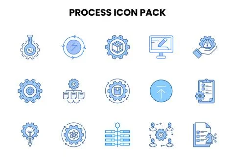 Process Two Colour Icons Pack Stock Illustration