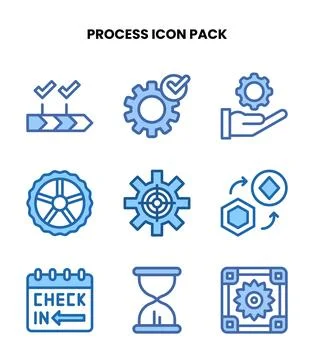 Process Two Colour Set Icons Pack Stock Illustration
