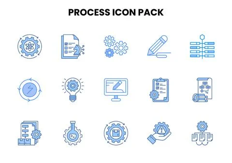 Process Two Colour UI Icons Pack Illustration