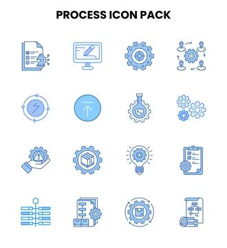 Process Two Colour UI Icons Pack Illustration