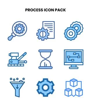 Process Two Colour Vector Icons Pack Stock Illustration