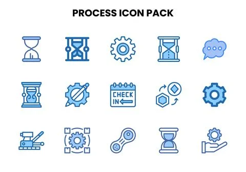 Process Two Colour Vector Icons Pack Stock Illustration