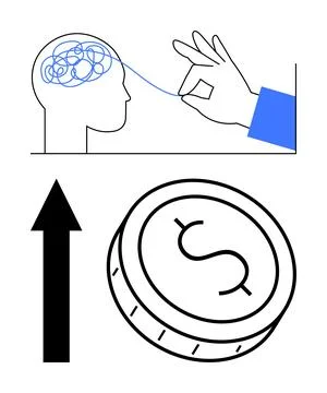 Process of untangling a cluttered mind for financial growth and better deci.. Stock Illustration