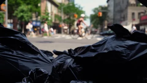 Process of Urban Garbage Collection takes place on a busy city street 스톡 동영상 291637497