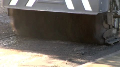 Process of urban road work construction. Municipal machanical truck Stock Footage 34511416