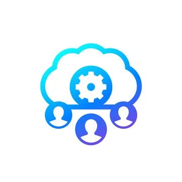 Process user data in cloud icon on white Stock Illustration