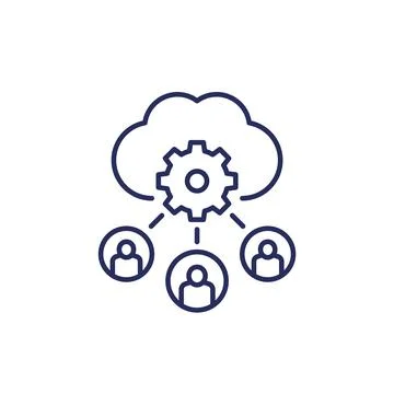 Process user data in cloud line icon イラスト素材
