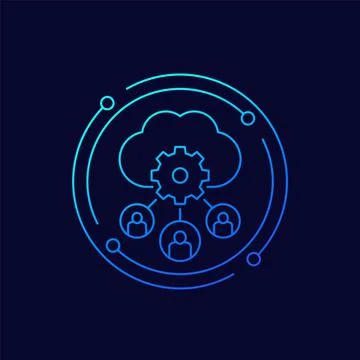 Process user data in cloud line vector icon Illustrazione stock