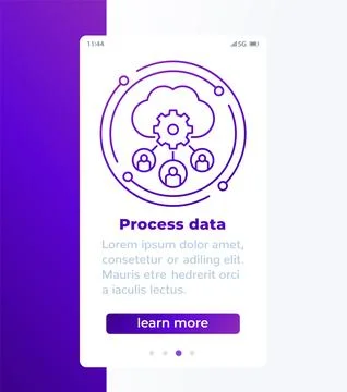 Process user data in cloud mobile banner with icon Stock Illustration