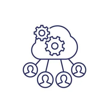 Process user data line icon with a cloud イラスト素材