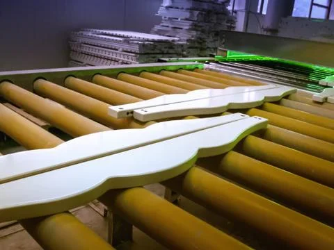 The process of UV drying of the crib elements Stock Photos