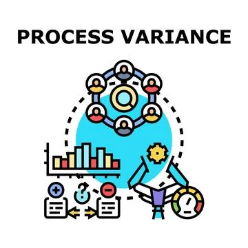 Process variance analysis with team collaboration and data visualization Stock Illustration