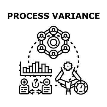 Process variance analysis with team collaboration and data visualization Stock Illustration