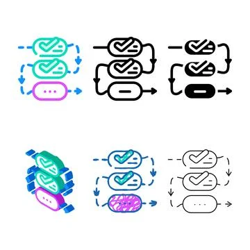 Process of variations compliance color icon vector Illustrazione stock