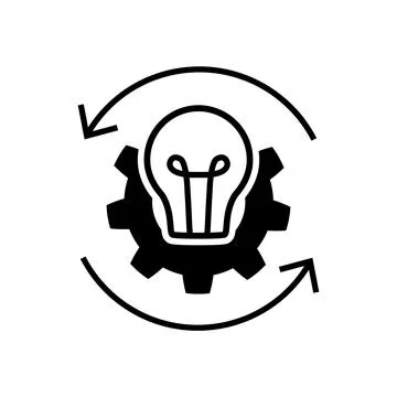 Process vector icon Lightbulb with gear and arrows Stock Illustration