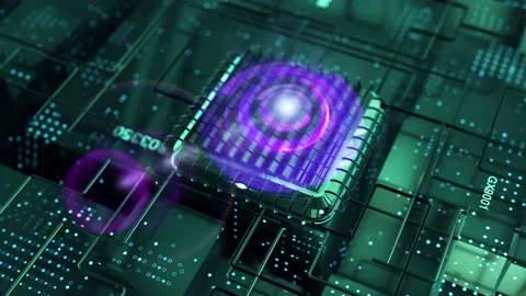 Process virtual data computer technology CPU 3D video motion Stock Footage 168977377