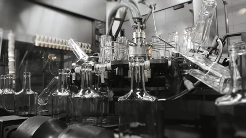The process of washing bottles before filling. Stock-Footage 284638898