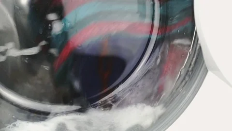 The process of washing cycle into washing machine Stock Footage 72477756