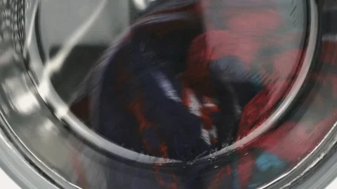 The process of washing cycle into washing machine Stock Footage 72478019