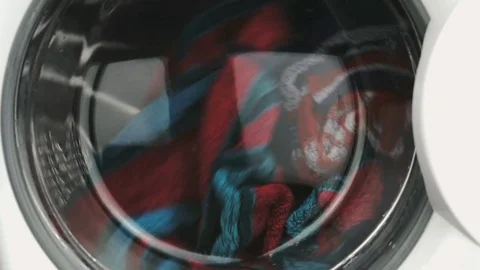 The process of washing cycle into washing machine Stock Footage 72478740