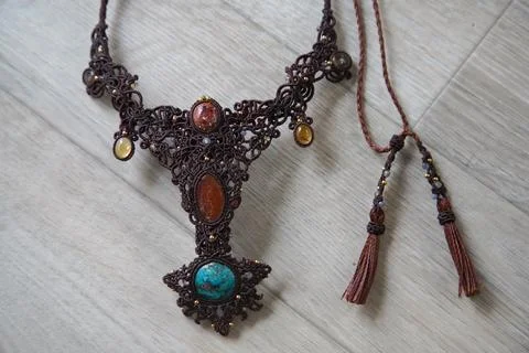 The process of weaving macrame Stock Photos