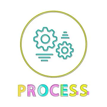 Process Web Round Button Linear Bright Template Stock Illustration