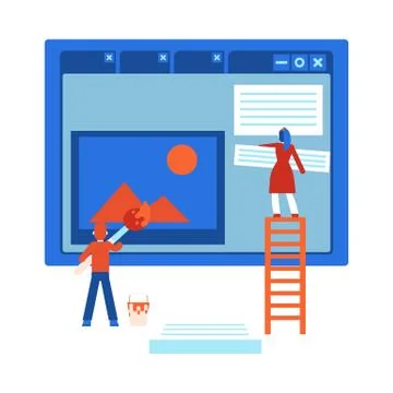 Process of web site design development - isolated flat cartoon vector イラスト素材