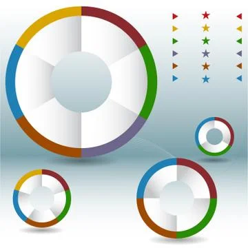 Process wheel pie chart set Stock Illustration