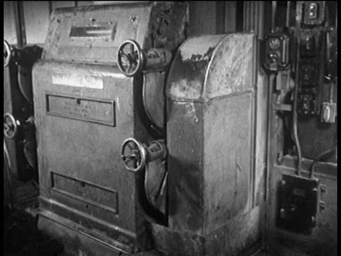 The process by which soybeans are processed into usable elements in the 1930s Stock Footage 75190811