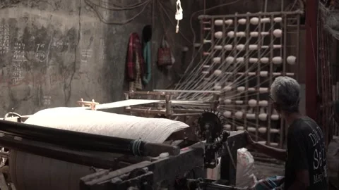 The process of winding cotton into yarn Stock Footage 248446485