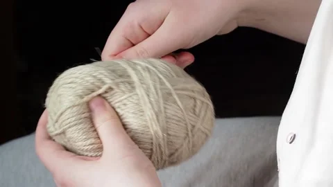 The process of winding the thread in a ball. Stock Footage 169984841