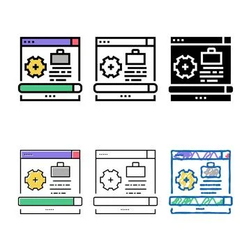 Process work minimal color icon vector 스톡 일러스트