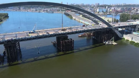 The process of work on the Podolsk bridge Stock-Footage 191488783