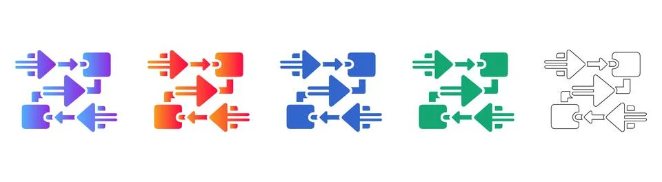 Process Workflow Arrow Flow Icons Illustration