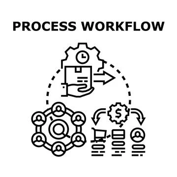 Process workflow optimizing business operations delivering value Stock Illustration