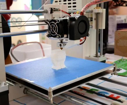 The process of working 3D printer and creating a three-dimensional object Stock Photos