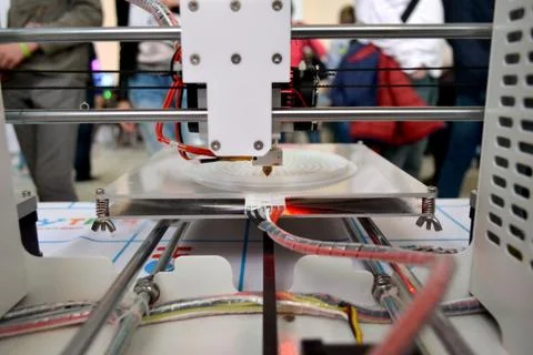 The process of working 3D printer and creating a three-dimensional object Stock Photos