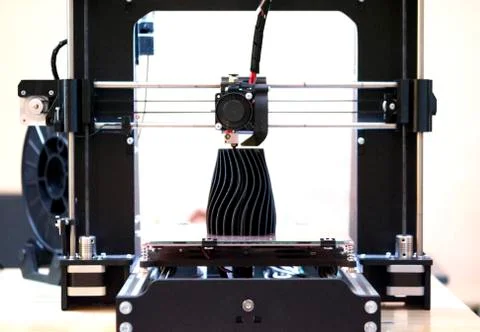 The process of working 3D printer and creating a three-dimensional object Stock Photos