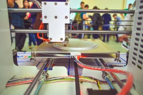 The process of working 3D printer and creating a three-dimensional object Stock Photos