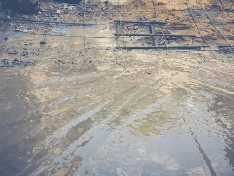 Process of working cement floor slab Foto stock