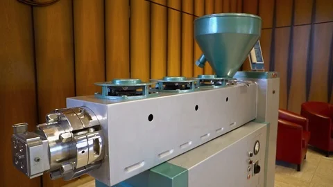 The process of working extrusion equipment. Stock Footage 91986434