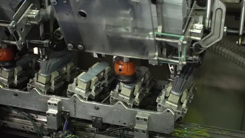 Process of working semi-automatic machine for the production of brushes for the Stock Footage 77821277