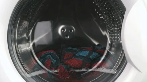 Process of working of washing machine. Close-up Stock Footage 72477235