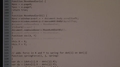 The process of writing a computer program on a computer screen. Text is entered Stock Footage 72459151
