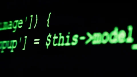 The Process Of Writing A Computer Program On A Computer Monitor. Text Is Entered Stock Footage 83017655