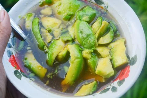 Processed avocado with added liquid sugar Stock Photos
